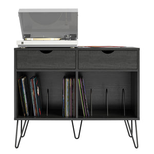 Novogratz Concord Turntable Stand with Drawers - Black Oak