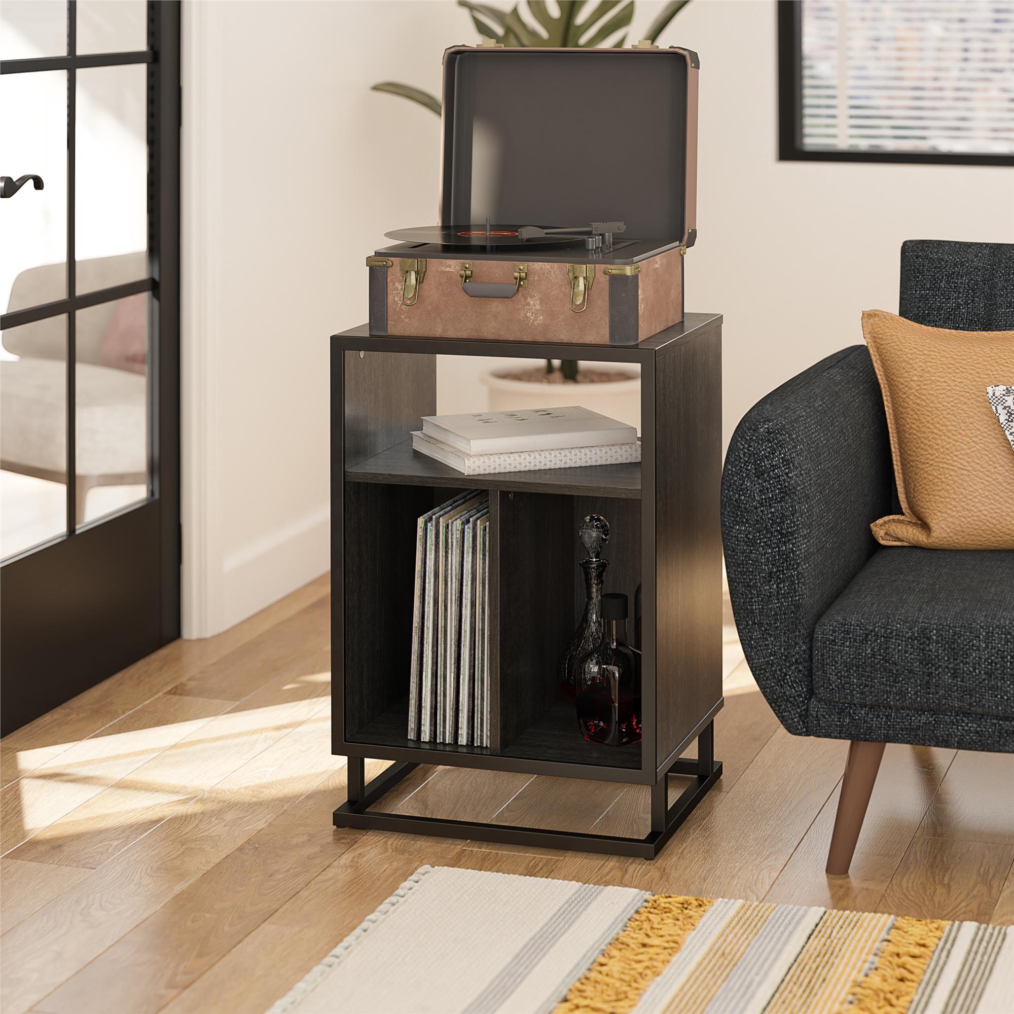 Novogratz Regal Turntable Stand / End Table - Black Oak
