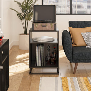 Novogratz Regal Turntable Stand / End Table - Black Oak