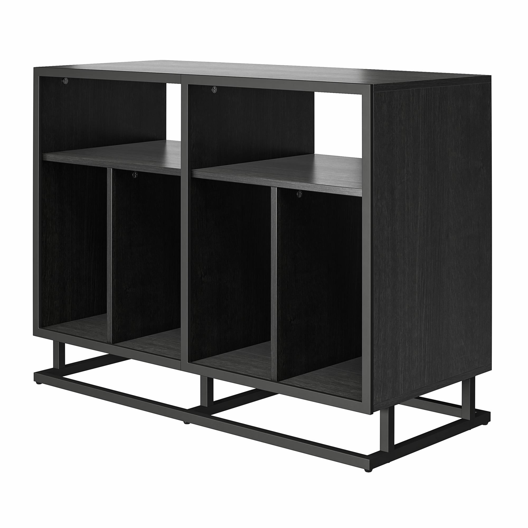 Novogratz Regal Double Wide Record Station/Accent Cabinet - Black Oak