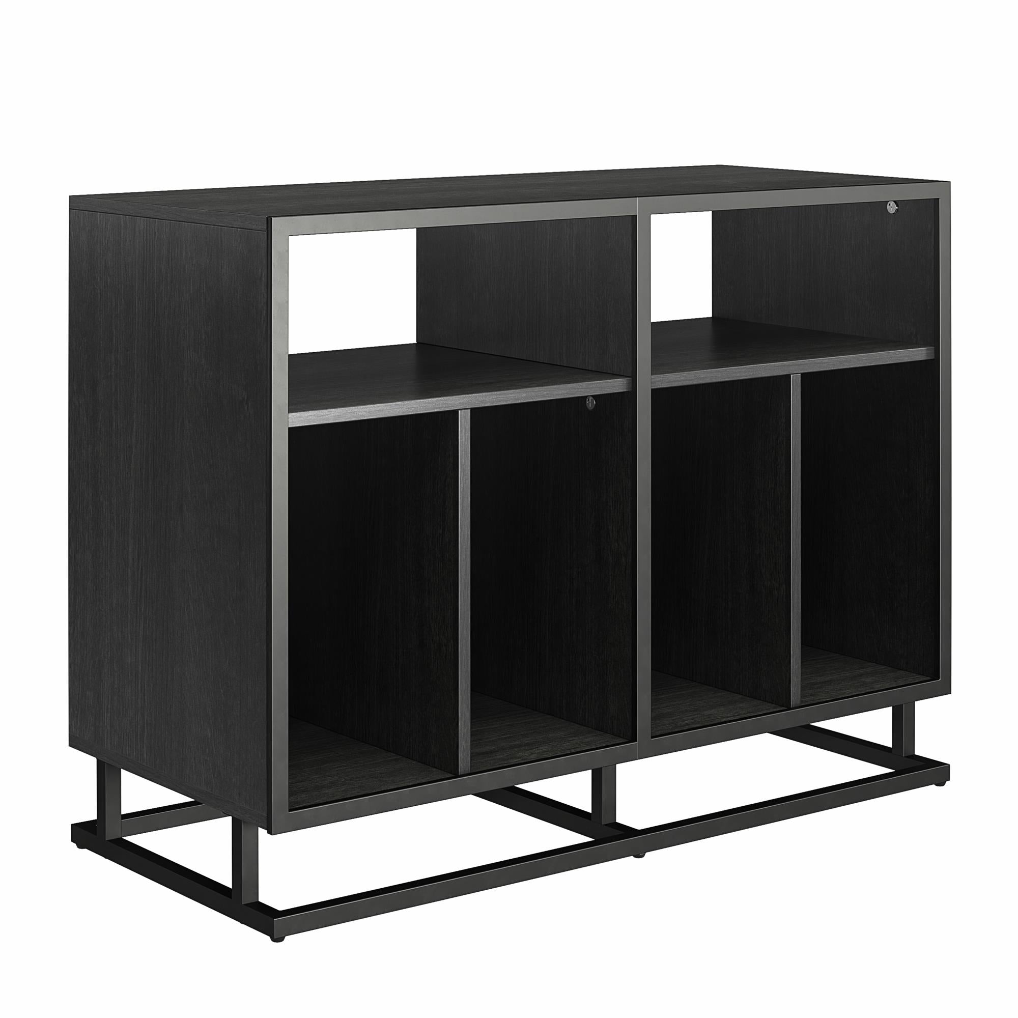 Novogratz Regal Double Wide Record Station/Accent Cabinet - Black Oak
