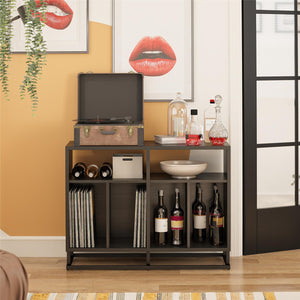 Novogratz Regal Double Wide Record Station/Accent Cabinet - Black Oak