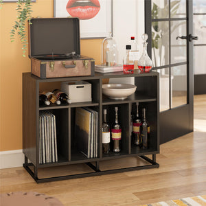 Novogratz Regal Double Wide Record Station/Accent Cabinet - Black Oak