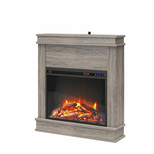 Ameriwood Home Mateo Electric Fireplace with Mantel and Touchscreen Display - Gray Oak