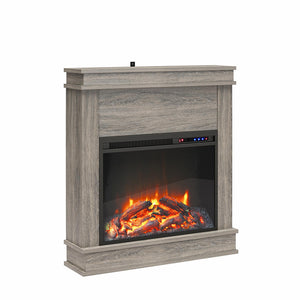 Ameriwood Home Mateo Electric Fireplace with Mantel and Touchscreen Display - Gray Oak
