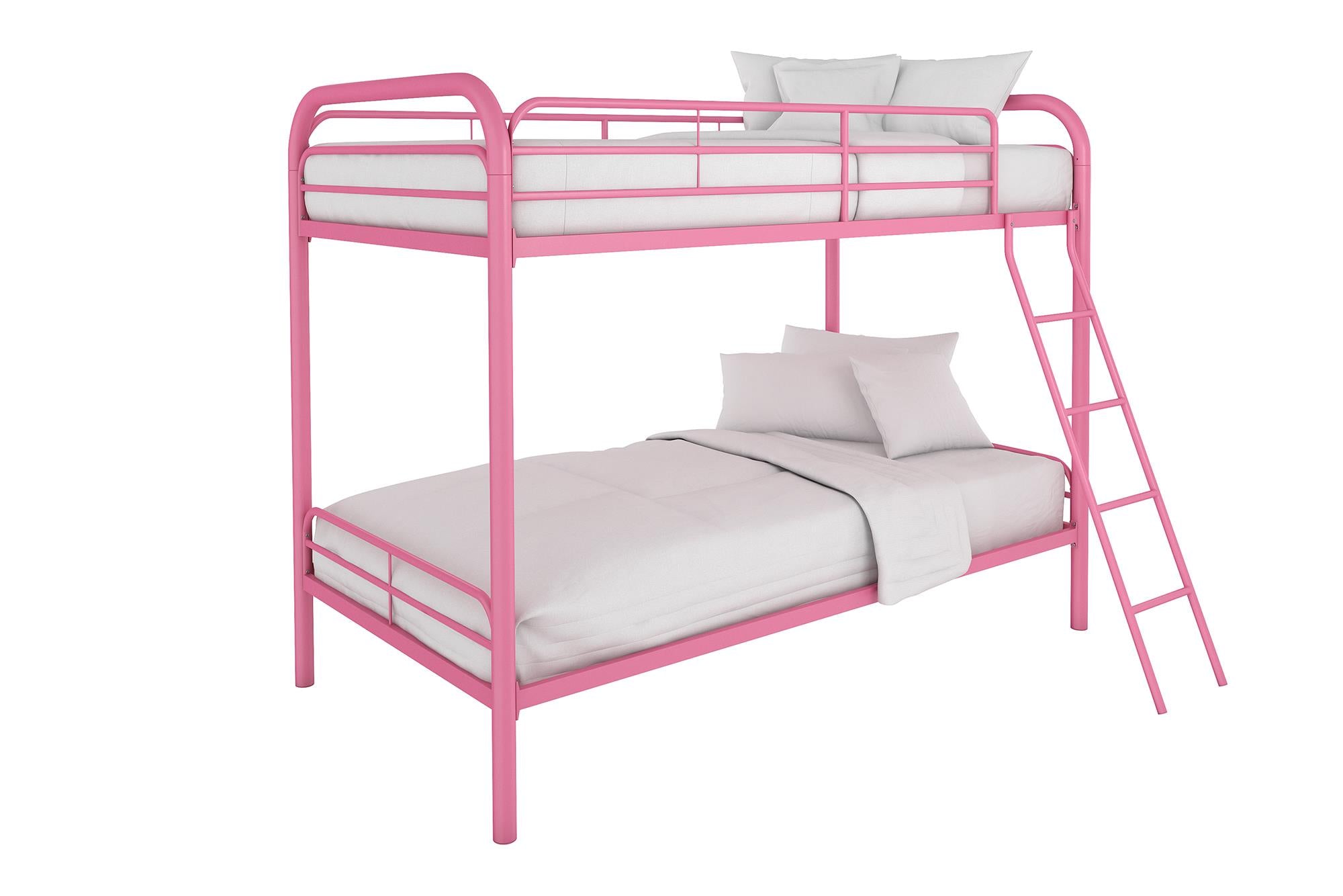 DHP Dusty Kids' Bunk Bed - Pink - Twin-Over-Twin