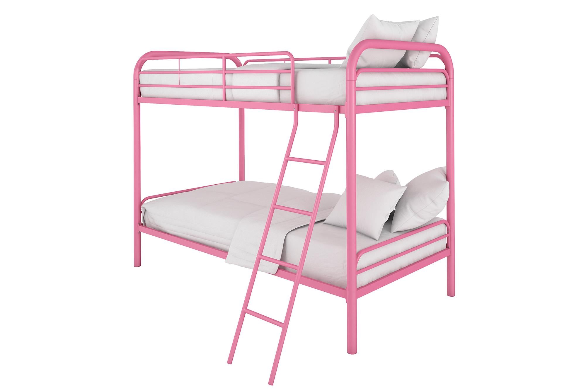 DHP Dusty Kids' Bunk Bed - Pink - Twin-Over-Twin