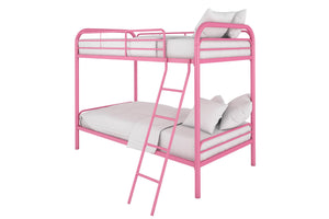 DHP Dusty Kids' Bunk Bed - Pink - Twin-Over-Twin