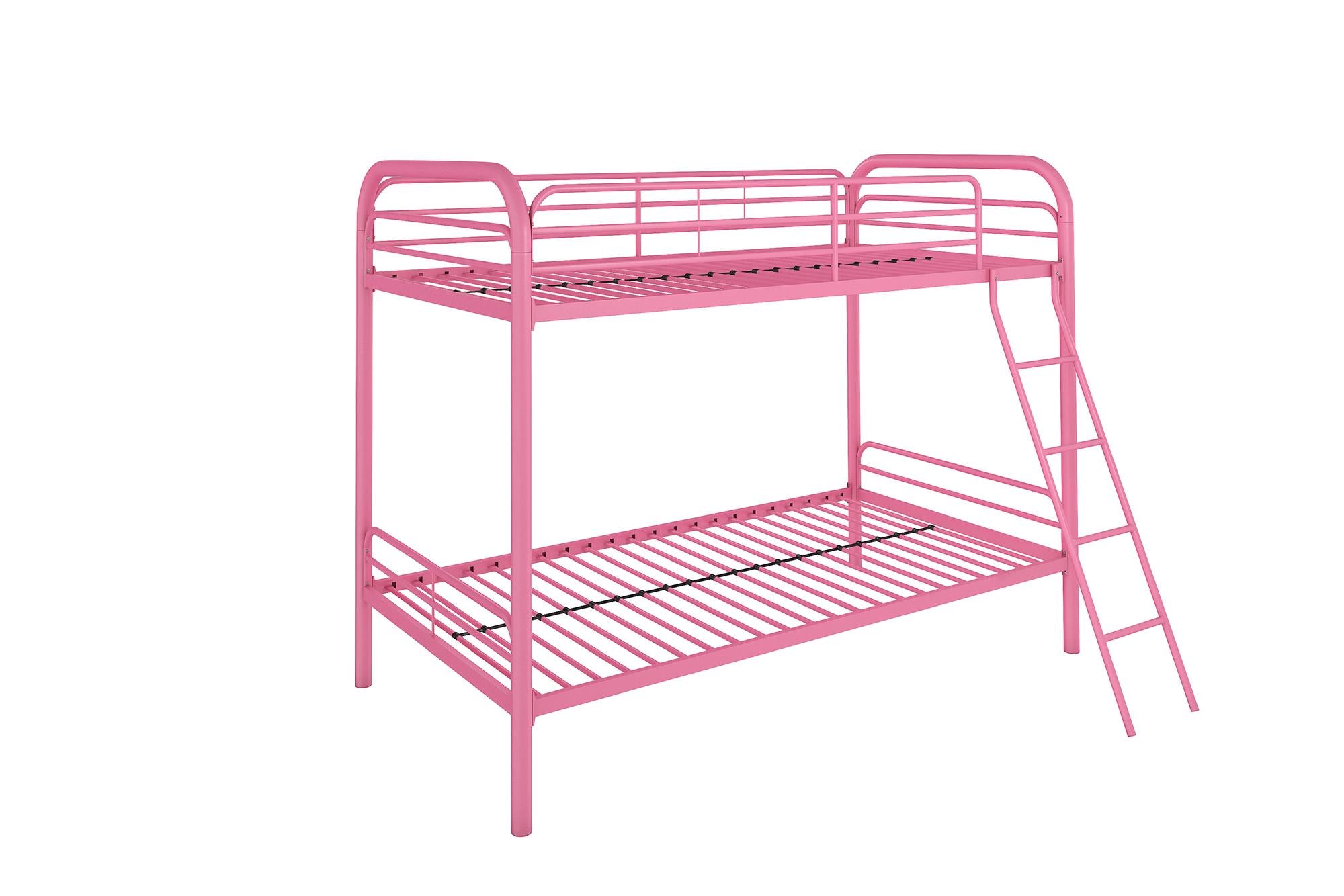 DHP Dusty Kids' Bunk Bed - Pink - Twin-Over-Twin