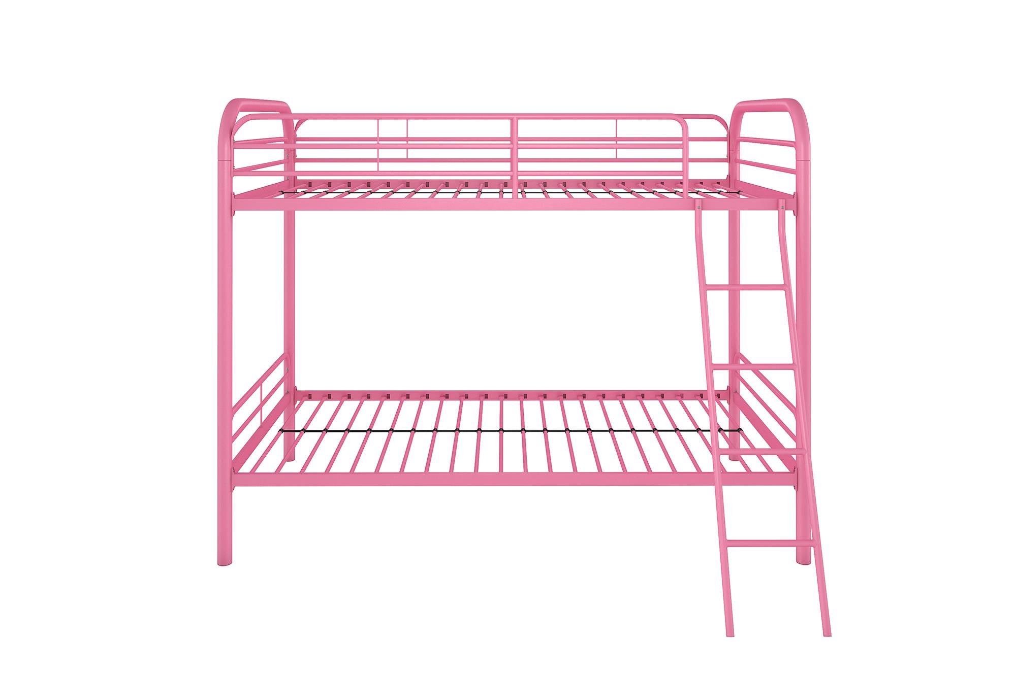 DHP Dusty Kids' Bunk Bed - Pink - Twin-Over-Twin