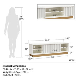 CosmoLiving Rene Modern Scalloped TV Stand for TVs up to 65" - White