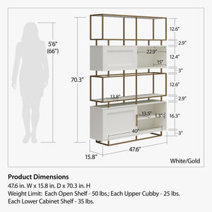 CosmoLiving Goldie Modern Bookcase Room Divider - White