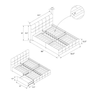 DHP Rose Upholstered Bed Frame with Storage - Grey Linen - Queen