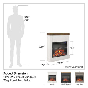 Ameriwood Home Mateo Electric Fireplace with Mantel and Touchscreen Display - Gray Oak