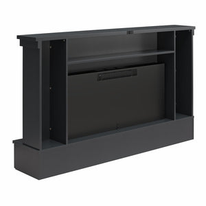 Ameriwood Home Hathaway Wide Shiplap Mantel with Linear Electric Fireplace and Storage Drawers - Black