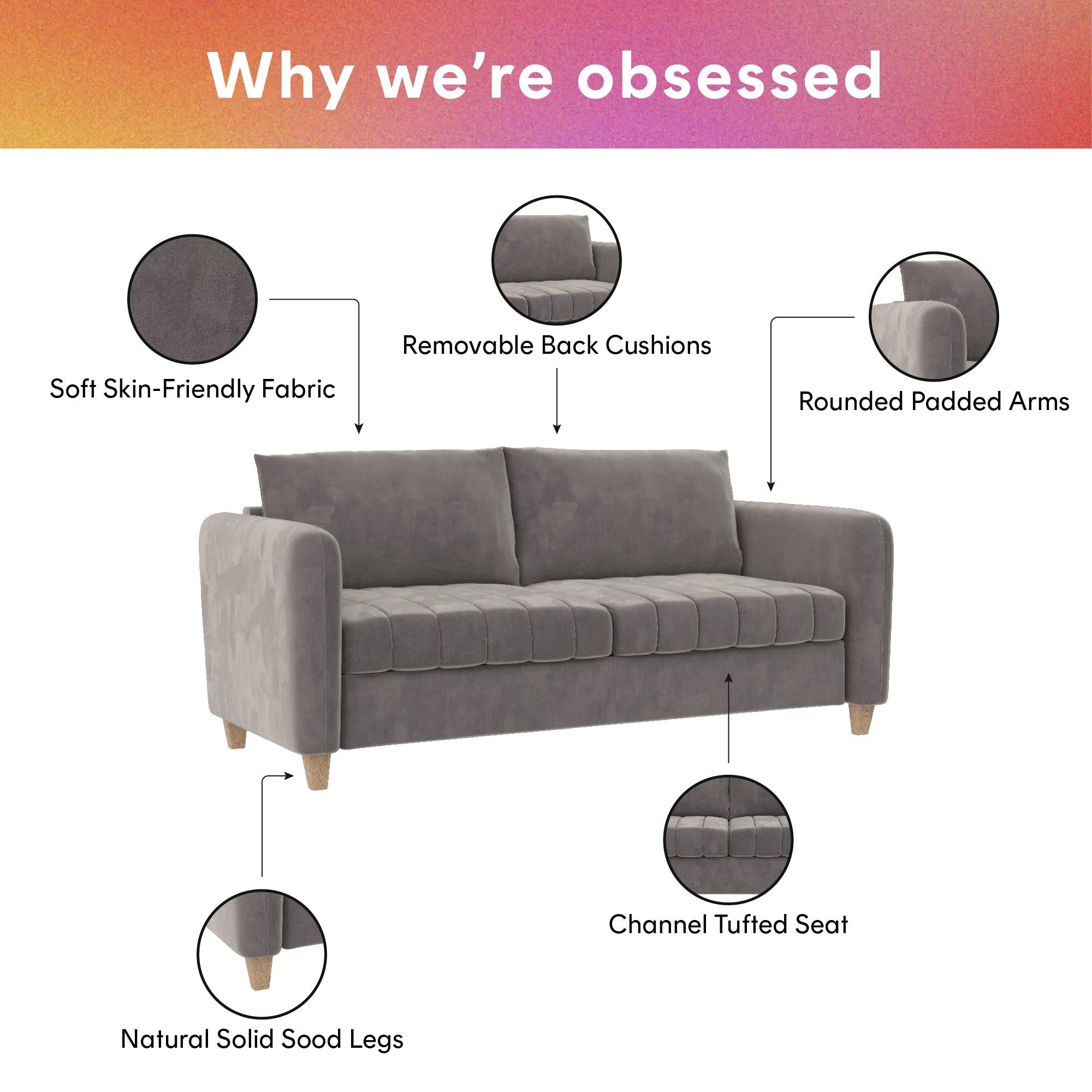 CosmoLiving Coco Sofa - Rustic Gray