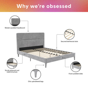 CosmoLiving Westerleigh Upholstered Bed - Light Gray - Queen