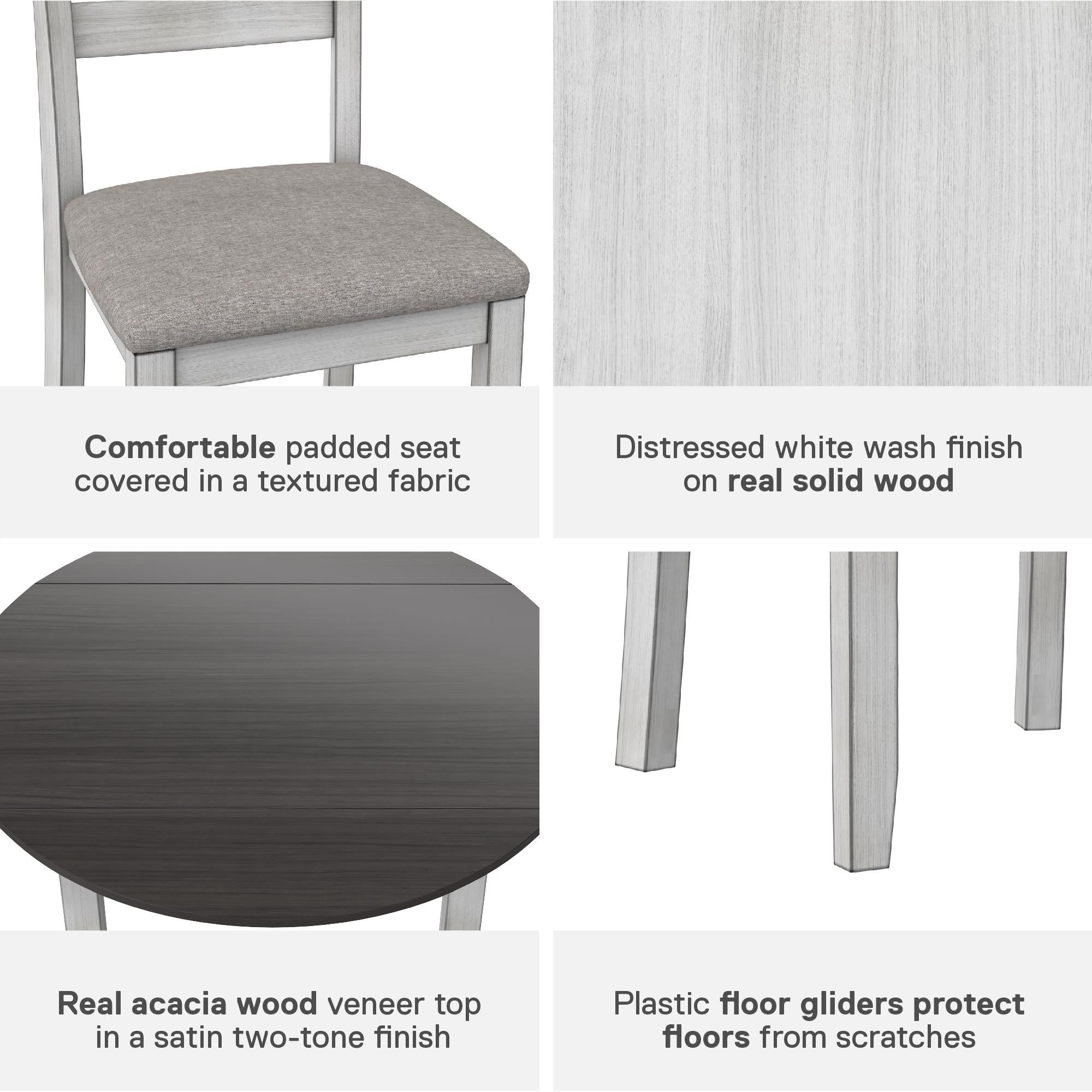 DHP Jersey 3-Piece Drop Leaf Wood Dining Set - Oyster