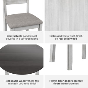 DHP Jersey 3-Piece Drop Leaf Wood Dining Set - Oyster