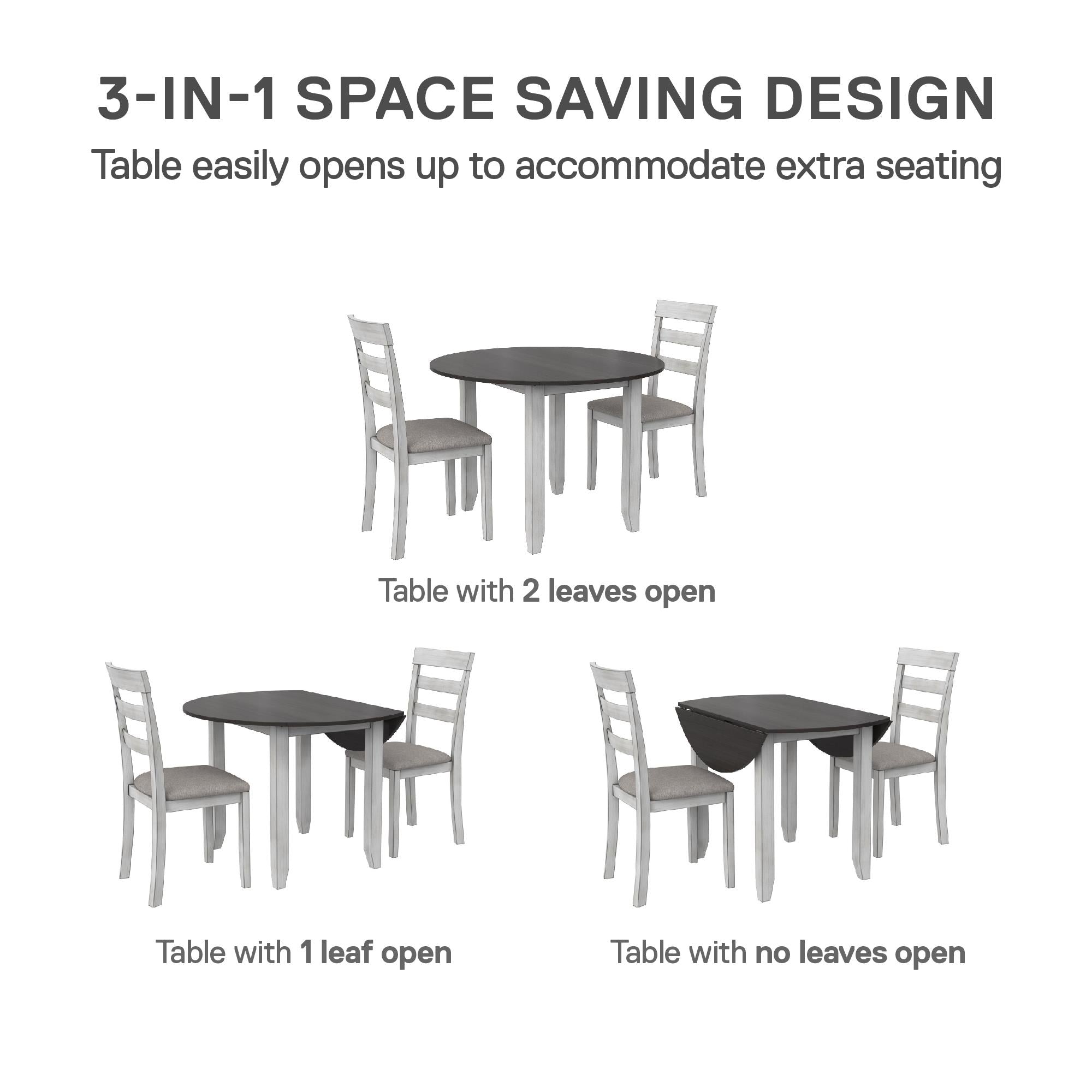 DHP Jersey 3-Piece Drop Leaf Wood Dining Set - Oyster