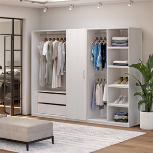 Systembuild Evolution Suite Style Modular Extra Wide Wardrobe with Open Shelves - Magnolia Oak