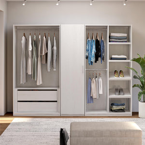 Systembuild Evolution Suite Style Modular Extra Wide Wardrobe with Open Shelves - Magnolia Oak