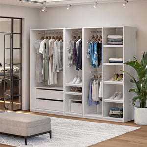 Systembuild Evolution Suite Style Modular Extra Wide Wardrobe with Open Shelves - Magnolia Oak