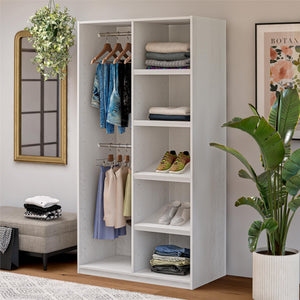Systembuild Evolution Suite Style Modular Extra Wide Wardrobe with Open Shelves - Magnolia Oak
