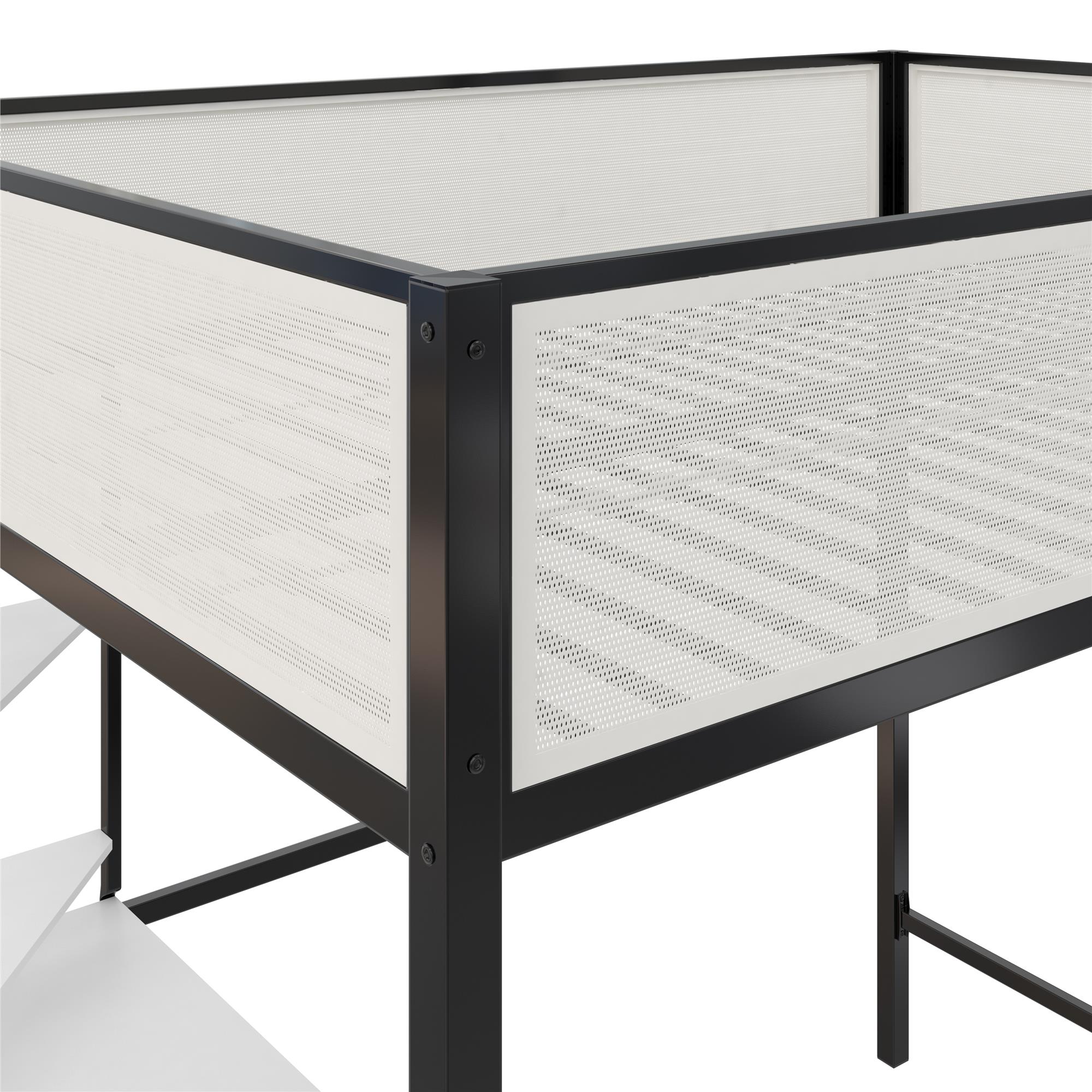 Novogratz Axel Full Loft Bed with Desk & Shelves - White/Black - Full