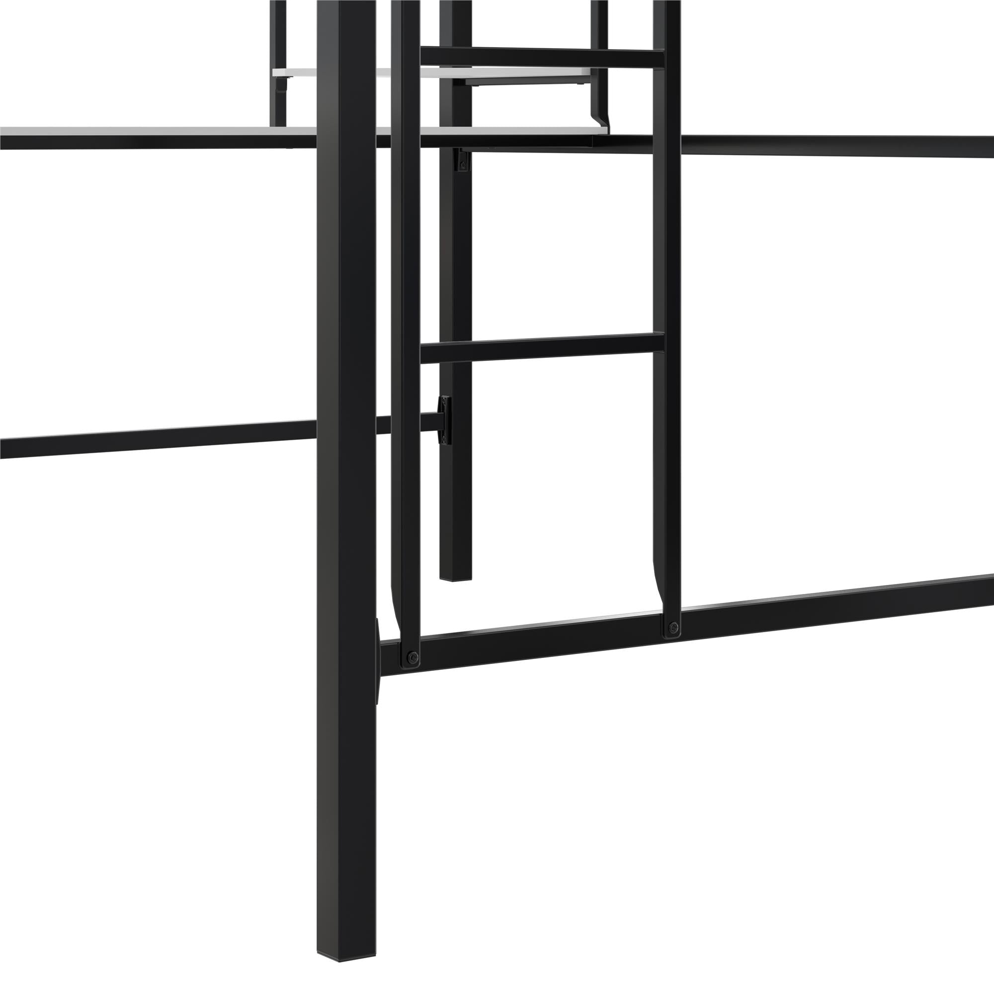 Novogratz Axel Full Loft Bed with Desk & Shelves - White/Black - Full