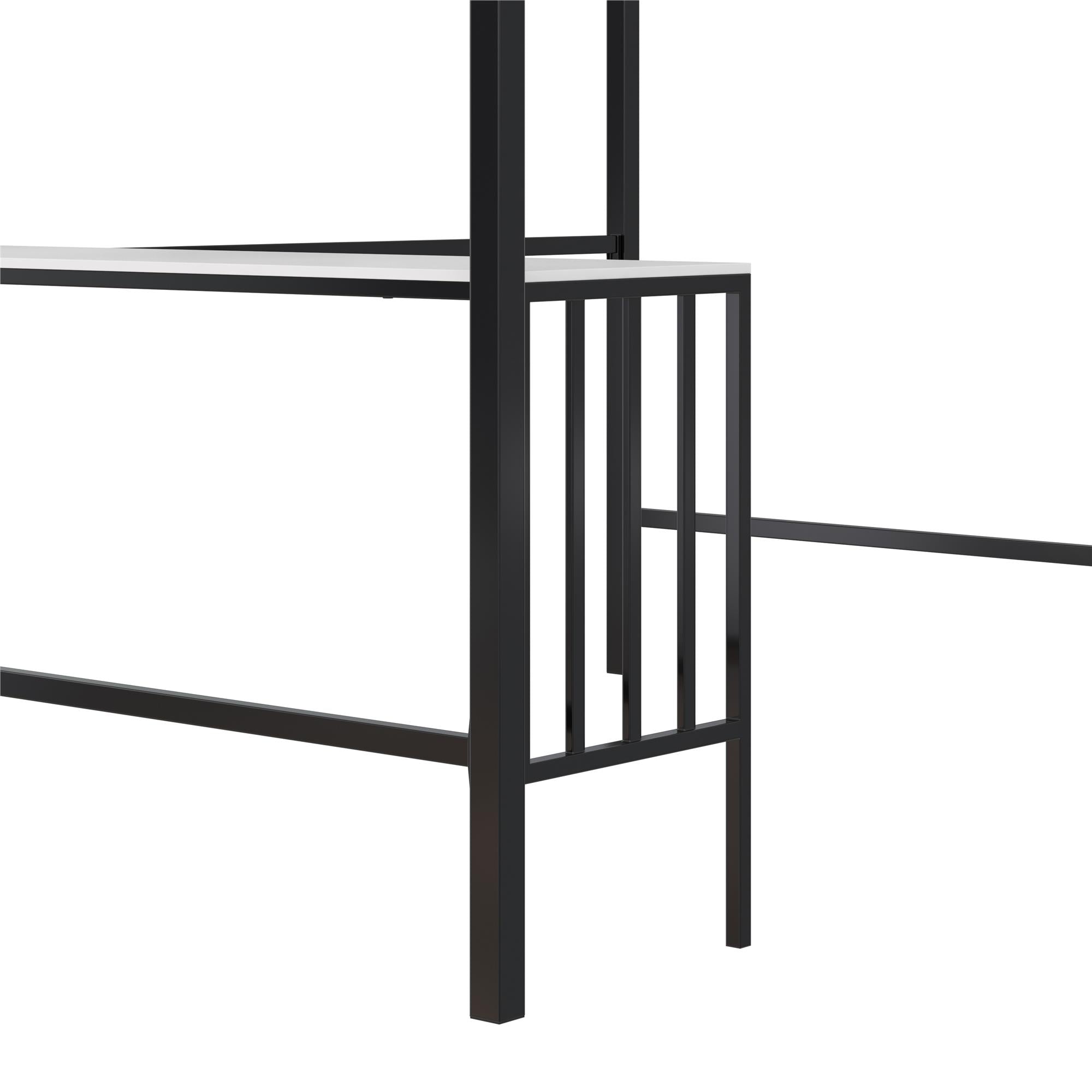 Novogratz Axel Full Loft Bed with Desk & Shelves - White/Black - Full