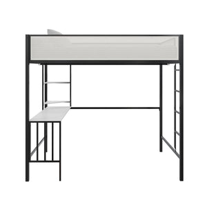 Novogratz Axel Full Loft Bed with Desk & Shelves - White/Black - Full