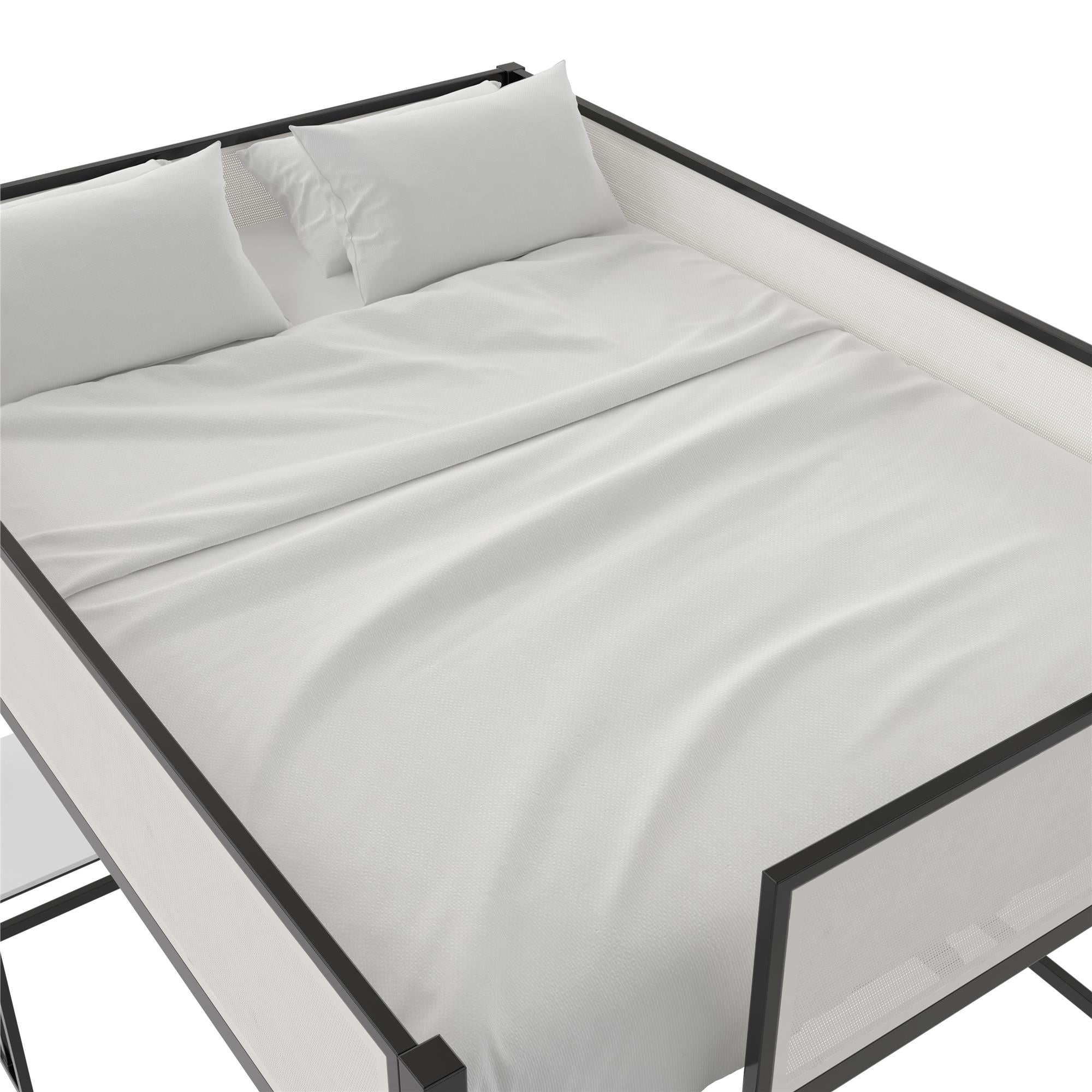 Novogratz Axel Full Loft Bed with Desk & Shelves - White/Black - Full
