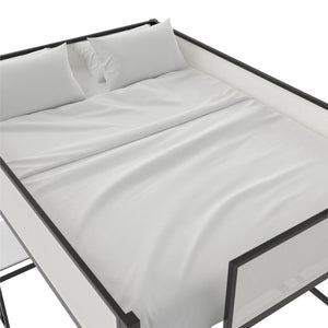 Novogratz Axel Full Loft Bed with Desk & Shelves - White/Black - Full