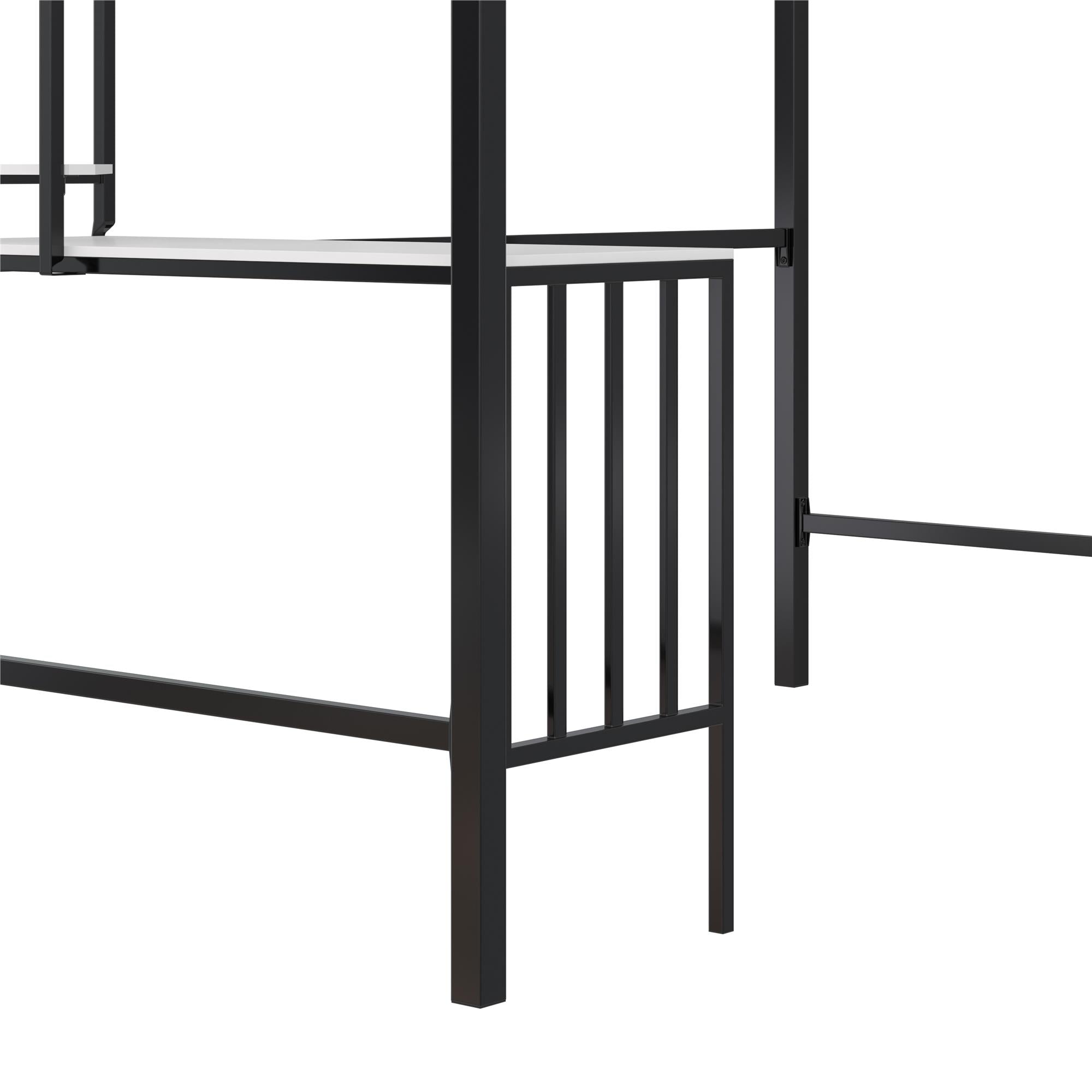 Novogratz Axel Twin Loft Bed with Desk & Shelves - White/Black - Twin