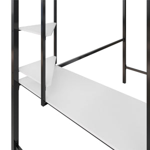 Novogratz Axel Twin Loft Bed with Desk & Shelves - White/Black - Twin
