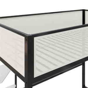 Novogratz Axel Twin Loft Bed with Desk & Shelves - White/Black - Twin