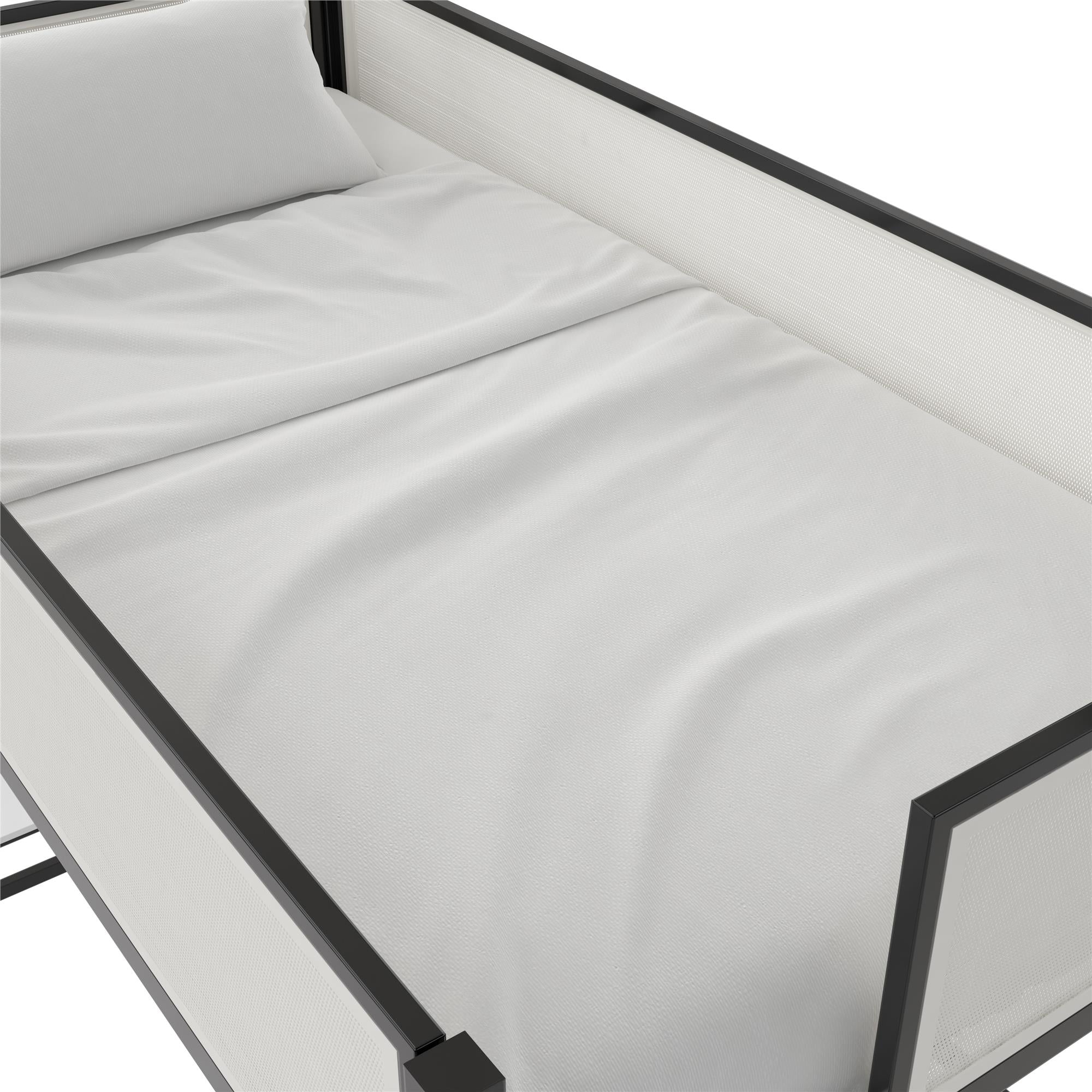 Novogratz Axel Twin Loft Bed with Desk & Shelves - White/Black - Twin