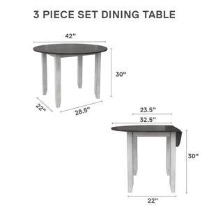 DHP Jersey 3-Piece Drop Leaf Wood Dining Set - Oyster