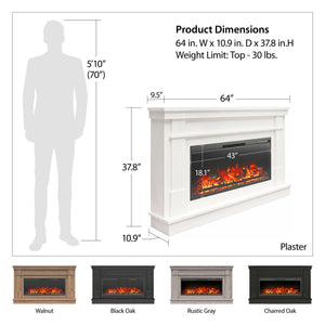 Ameriwood Home Elmcroft Wide Mantel with Linear Electric Fireplace - Charred Oak