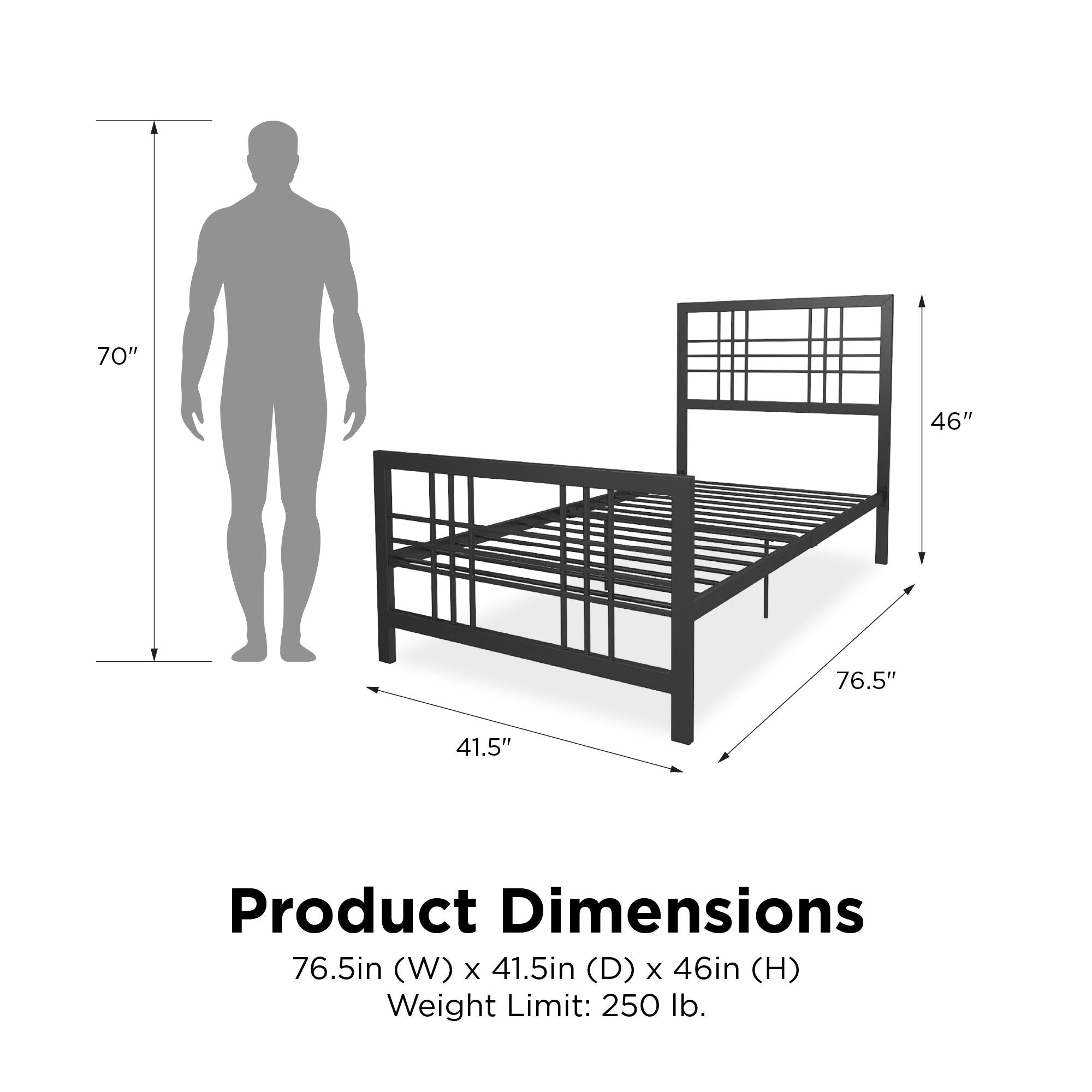DHP Burbank Metal Bed - Black - Twin