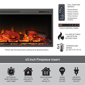 Ameriwood Home Elmcroft Wide Mantel with Linear Electric Fireplace - Charred Oak