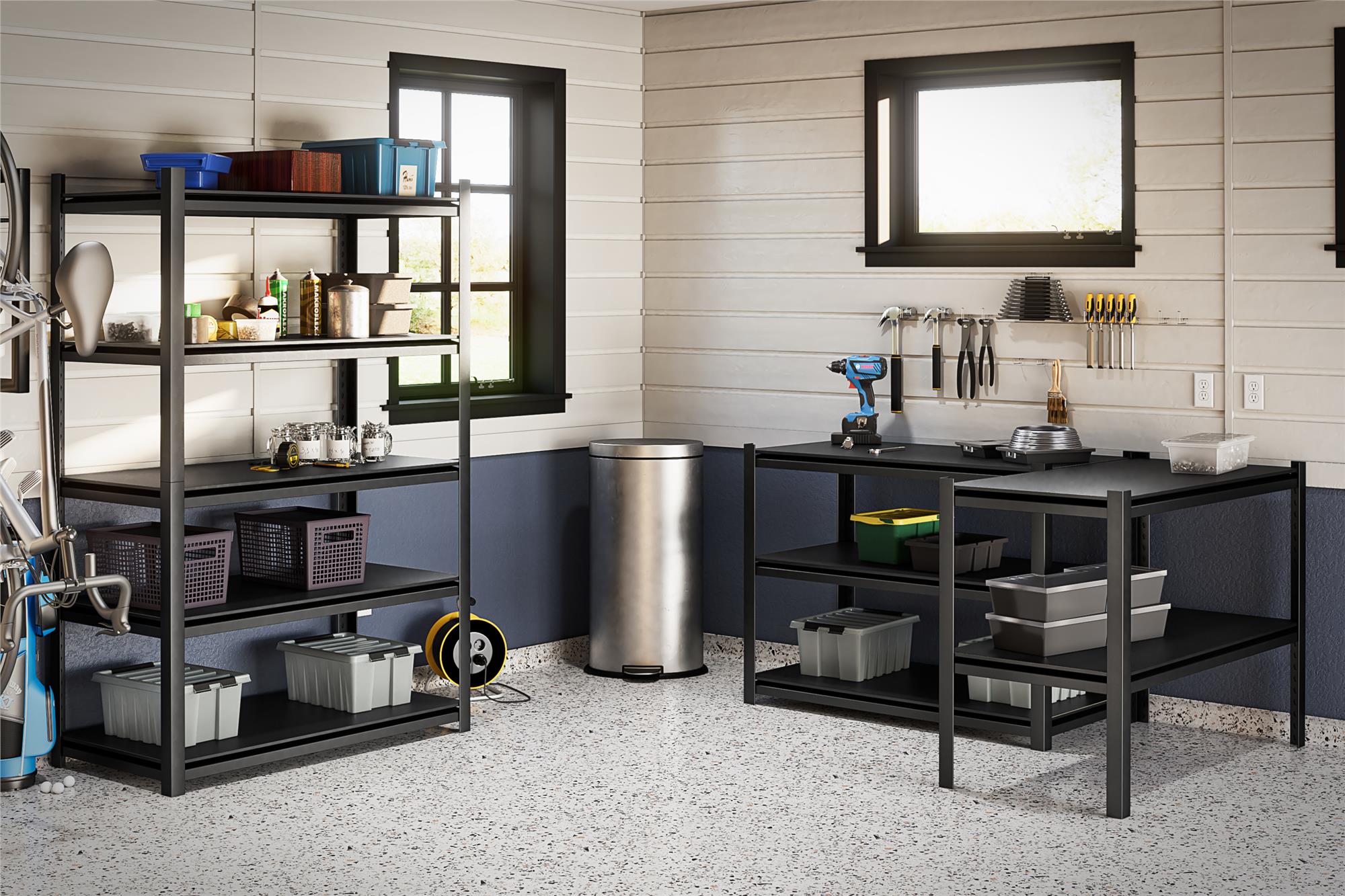 Systembuild Evolution Rack-Tite 5-Shelf Toolless Steel Frame Garage Storage Shelving Unit - Pewter