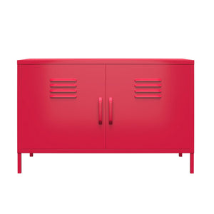 Novogratz Cache 2 Door Wide Metal Locker Accent Storage Cabinet - Magenta