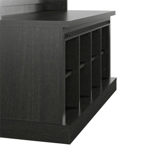 Knox County Entryway Bench Hall Tree with Coat Hooks and Shoe Storage, Black Oak - Black Oak