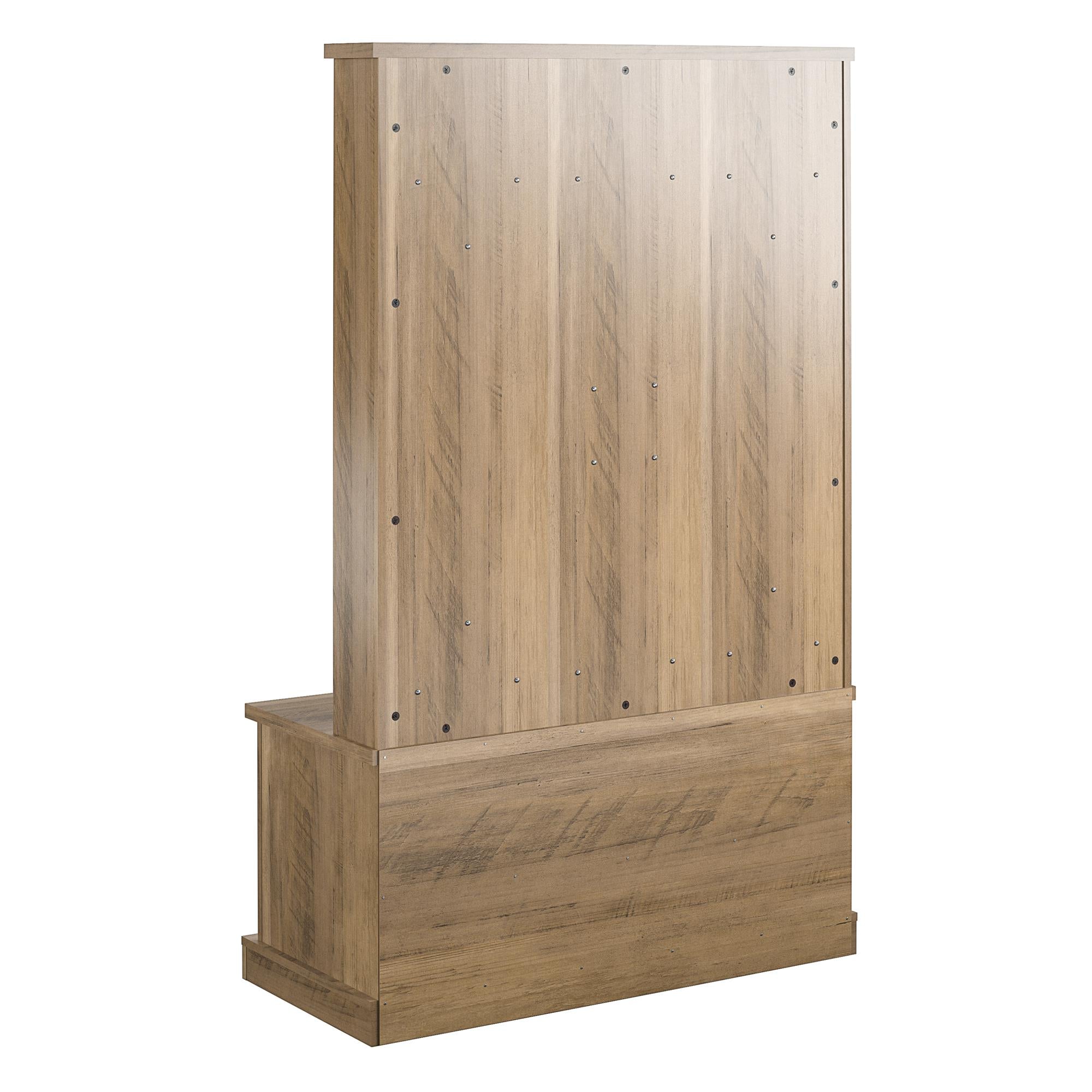 Knox County Entryway Bench Hall Tree with Coat Hooks and Shoe Storage, Rustic Oak - Rustic Oak