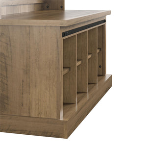 Knox County Entryway Bench Hall Tree with Coat Hooks and Shoe Storage, Rustic Oak - Rustic Oak