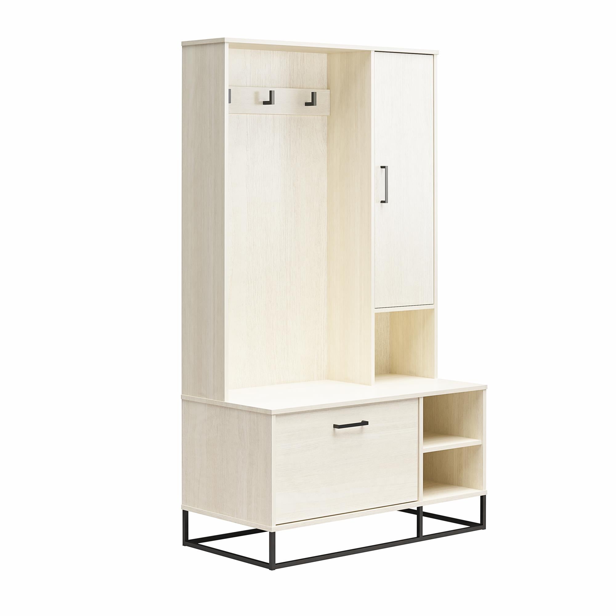 Novogratz Kelly Hall Tree with Bench and Shoe Storage - Ivory Oak
