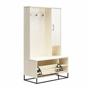 Novogratz Kelly Hall Tree with Bench and Shoe Storage - Ivory Oak