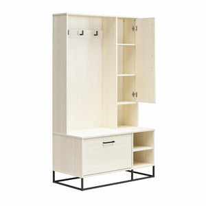 Novogratz Kelly Hall Tree with Bench and Shoe Storage - Ivory Oak
